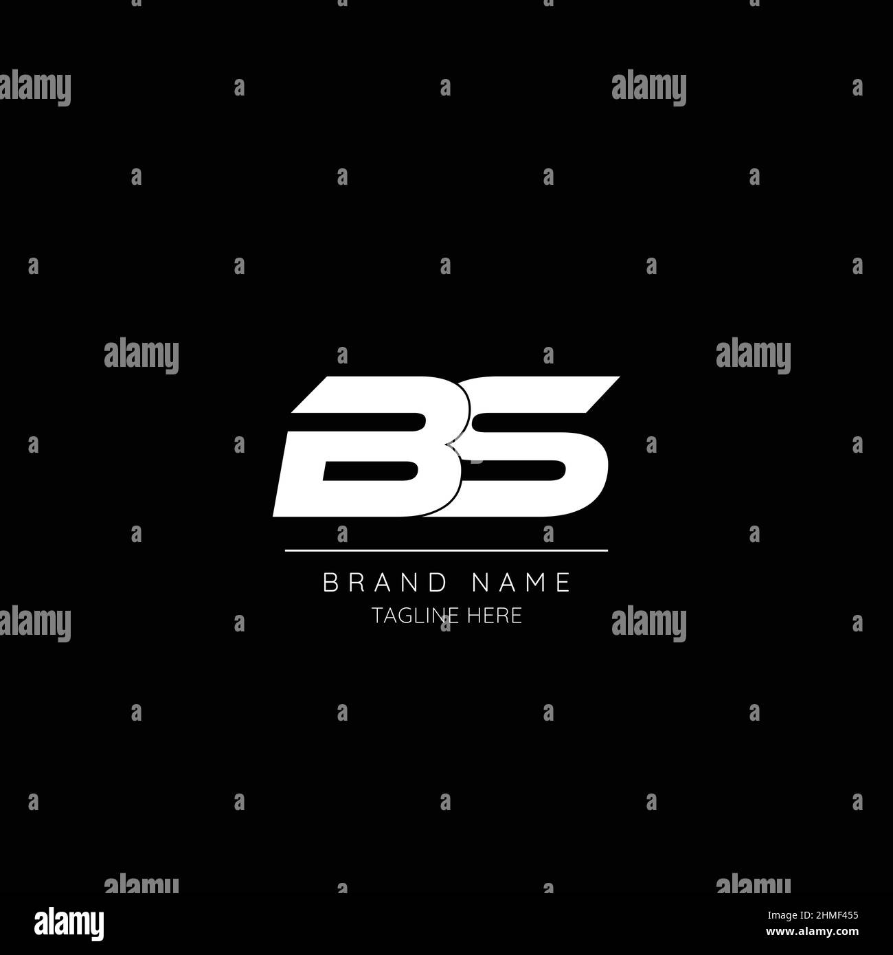 Minimal style icon in black and white color letter BS initial based logo. Stock Vector