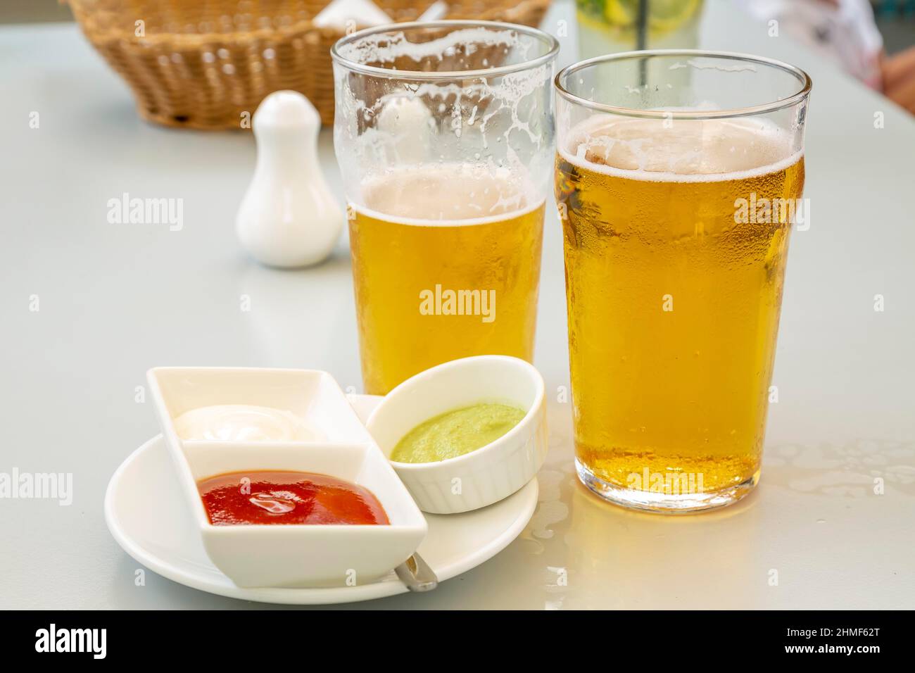 Glasses of fresh Mauritian chilled beer Stock Photo Alamy