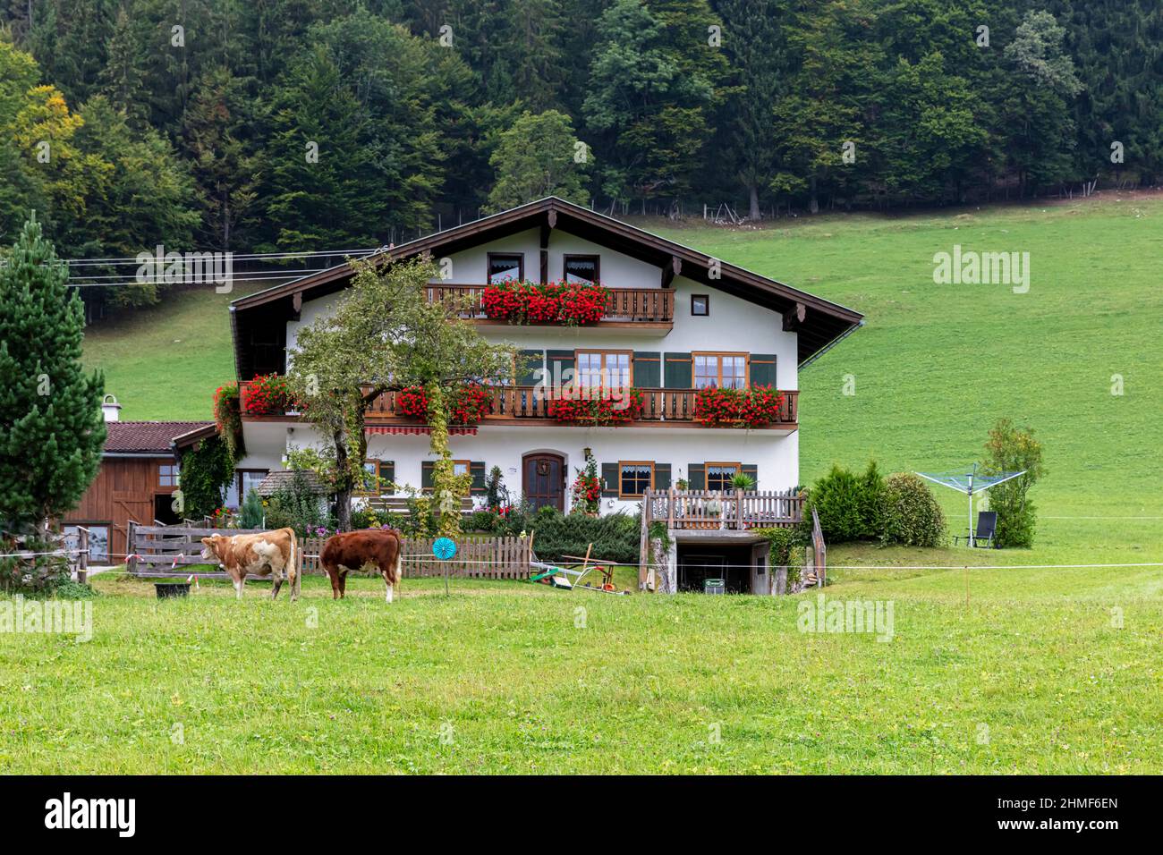 Farm with holiday flats in Berchtesgadener Land, Berchtesgaden, Bavaria, Germany Stock Photo