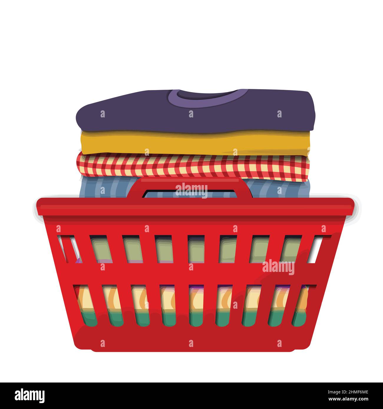 Laundry basket with folded clothes on white background, vector illustration  Stock Vector Image & Art - Alamy