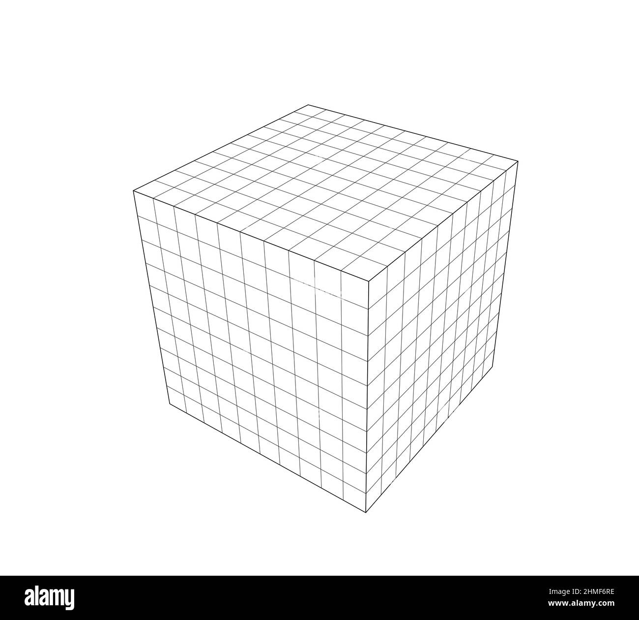 3D perspective view of a grid cube Stock Photo