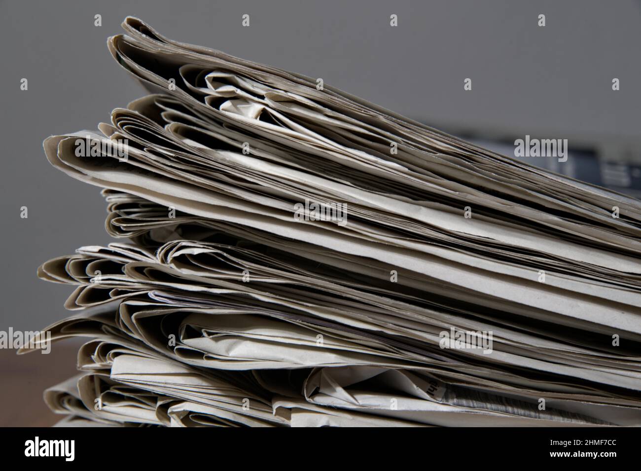 Pile of newspapers read out in the household Stock Photo