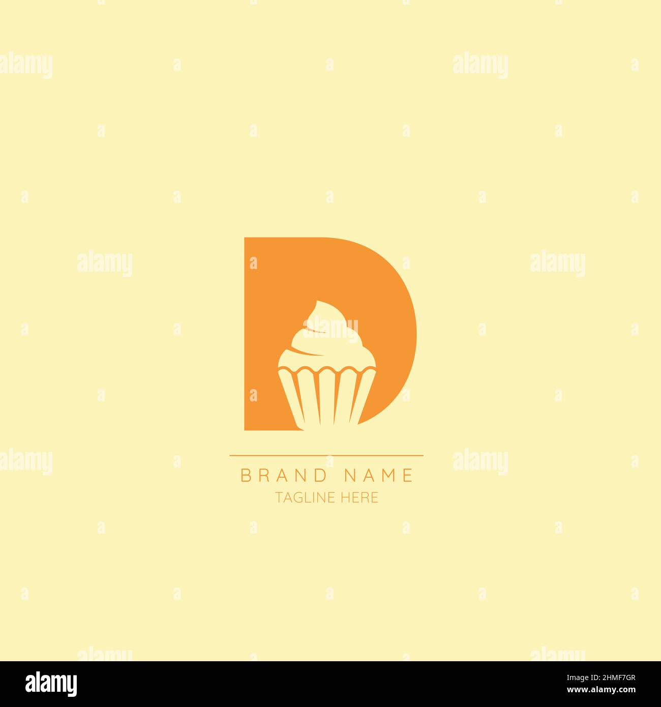 Logo template letter D with CUPCAKE symbol incorporated. Negative Space abstract Style Modern Vector Editable. Stock Vector