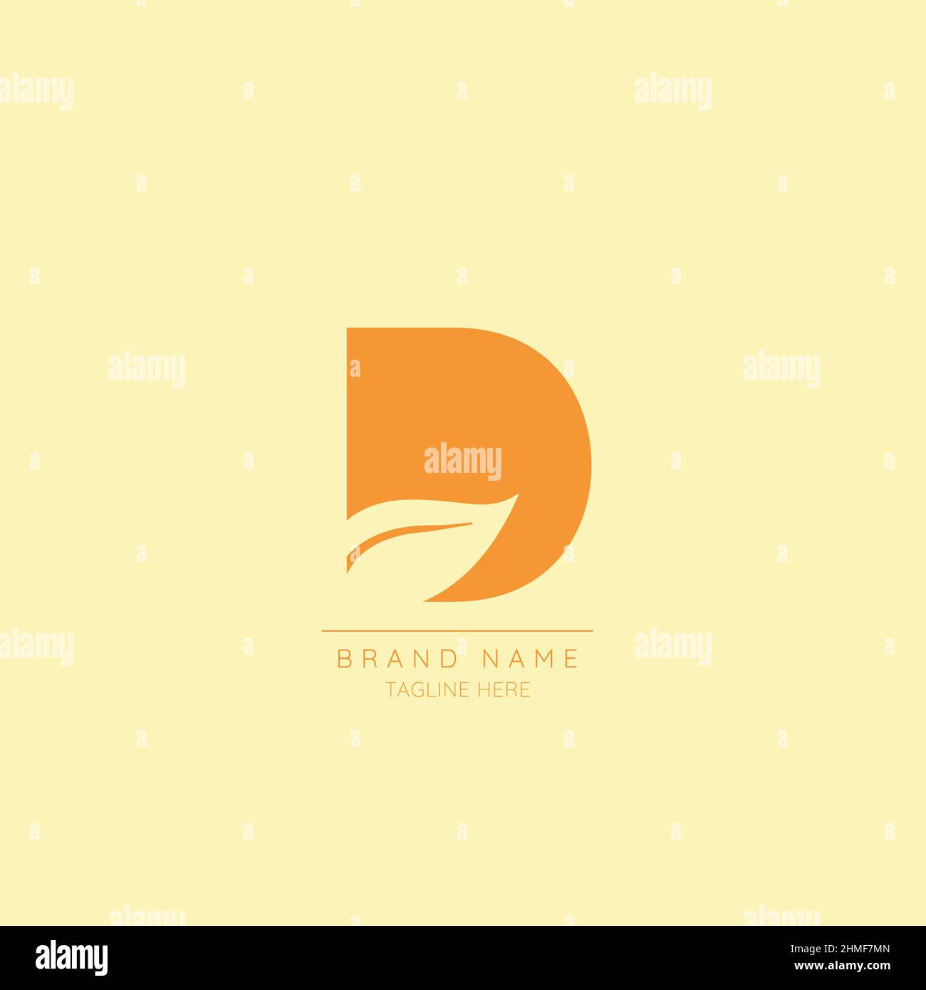 Logo template letter D with LEAF symbol incorporated. Negative Space abstract Style Modern Vector Editable. Stock Vector