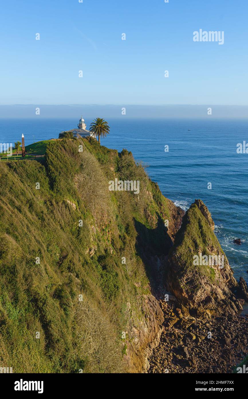 Lighthouse in the city of Candas, in Asturias, Spain Stock Photo