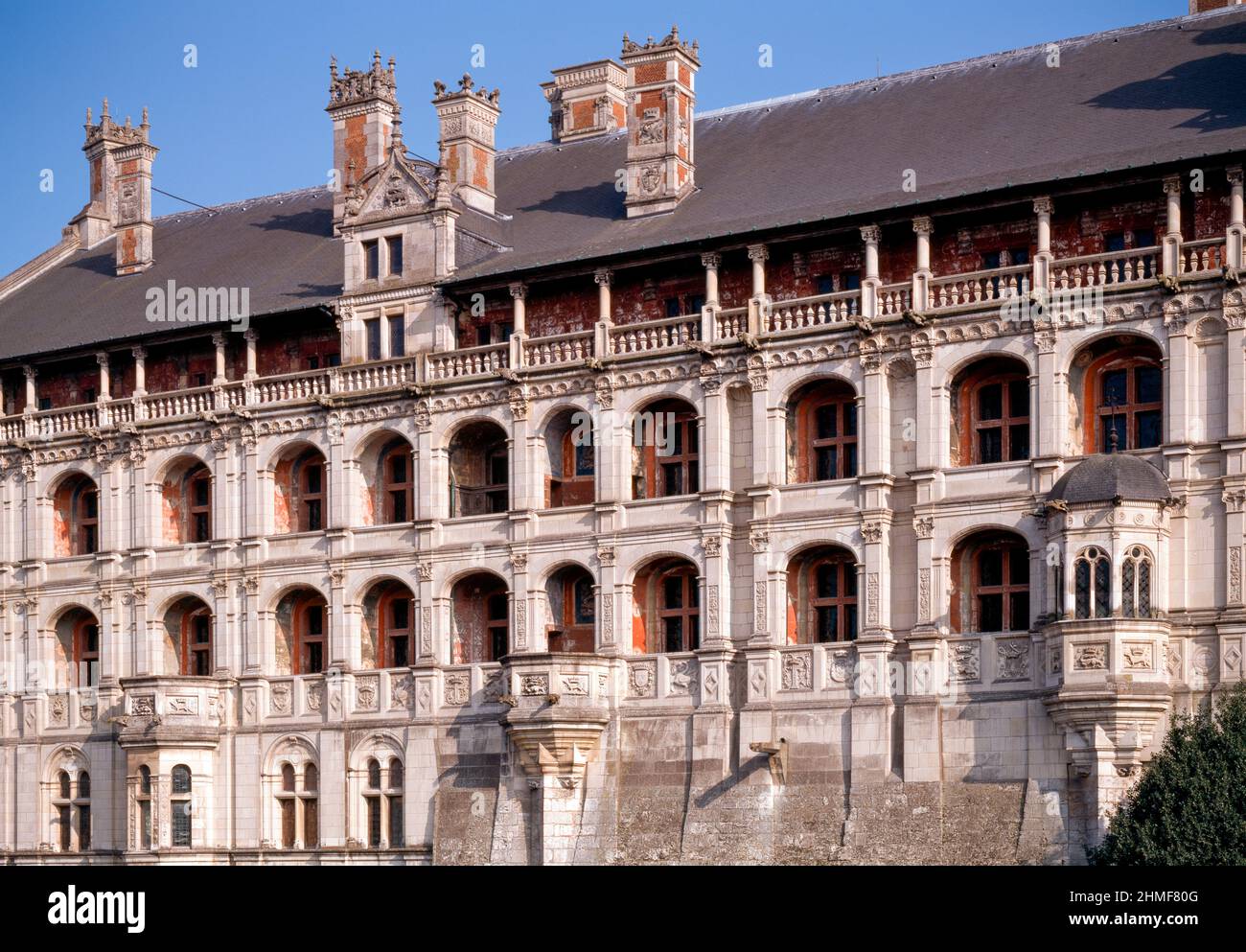 Blois, Schloß, Flügel Franz' I. von Westen Stock Photo