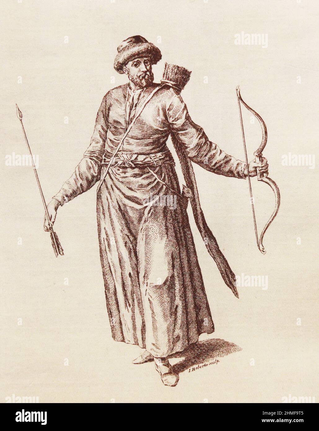 Crimean Tatar. Engraving of the 18th century. Stock Photo