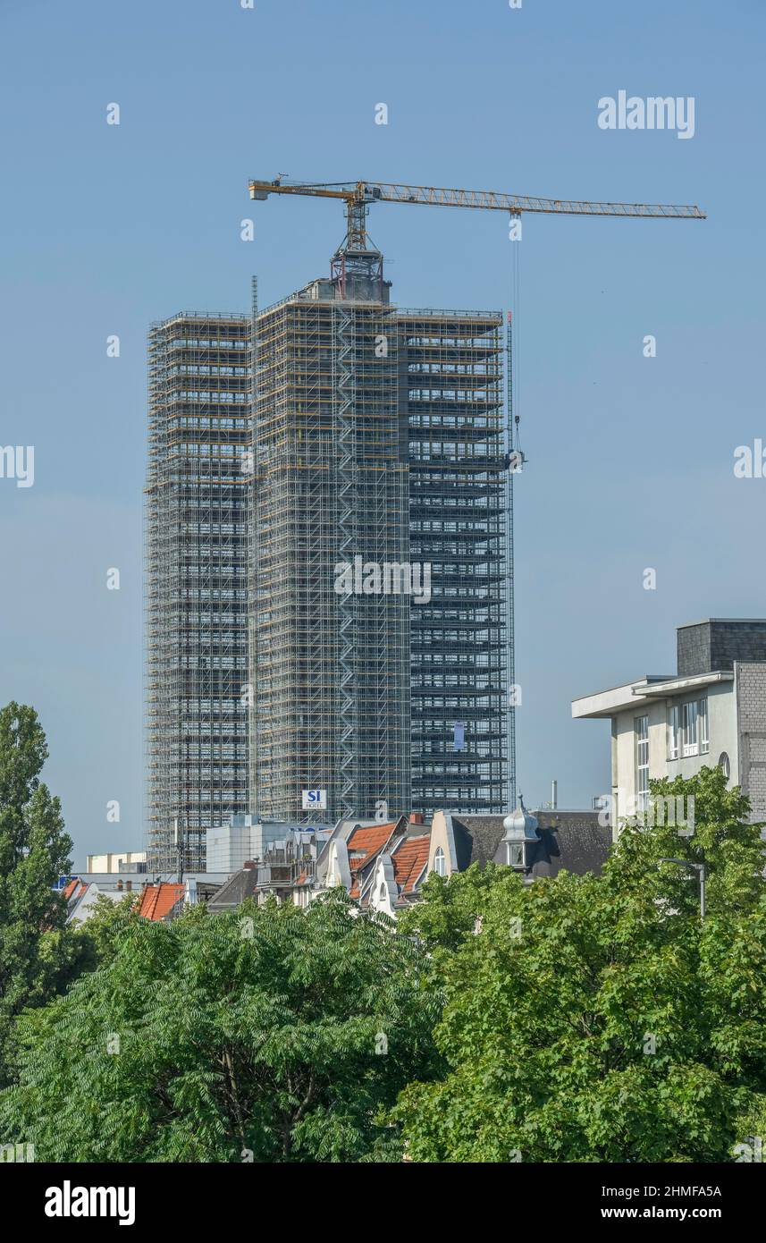 Construction site high-rise Ueberlin, Steglitzer Kreisel, Schlossstrasse, Steglitz, Berlin, Germany Stock Photo