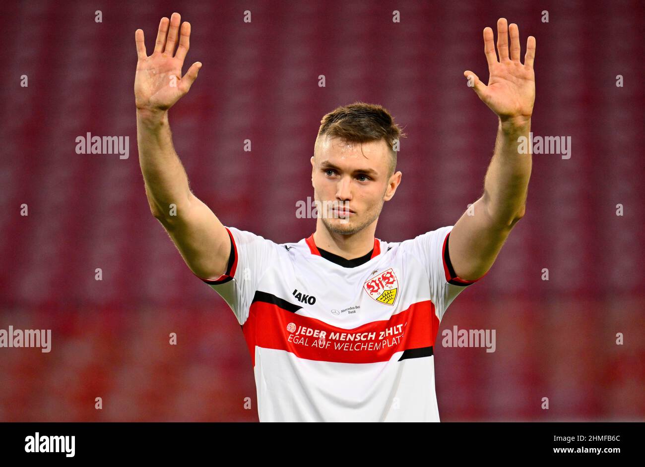 Sasa Kalajdzic, VfB Stuttgart, with special jersey EVERYONE COUNTS, REGARDLESS OF THE PLACE, against exclusion, Mercedes-Benz Arena, Stuttgart Stock Photo