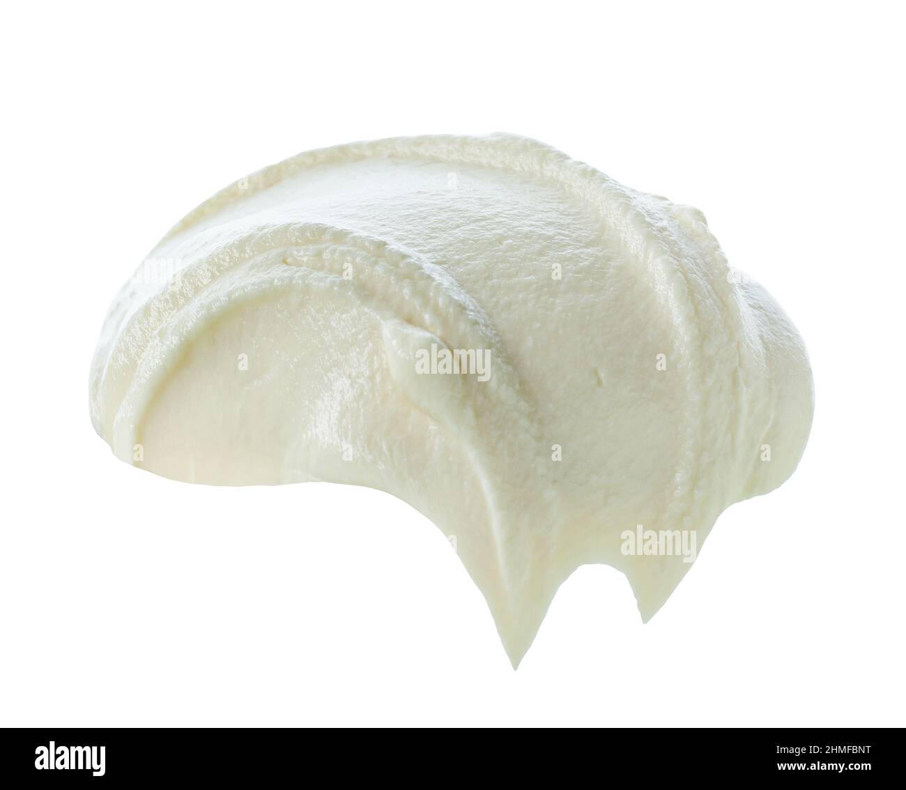 whipped greek yogurt cream cheese isolated on white background Stock