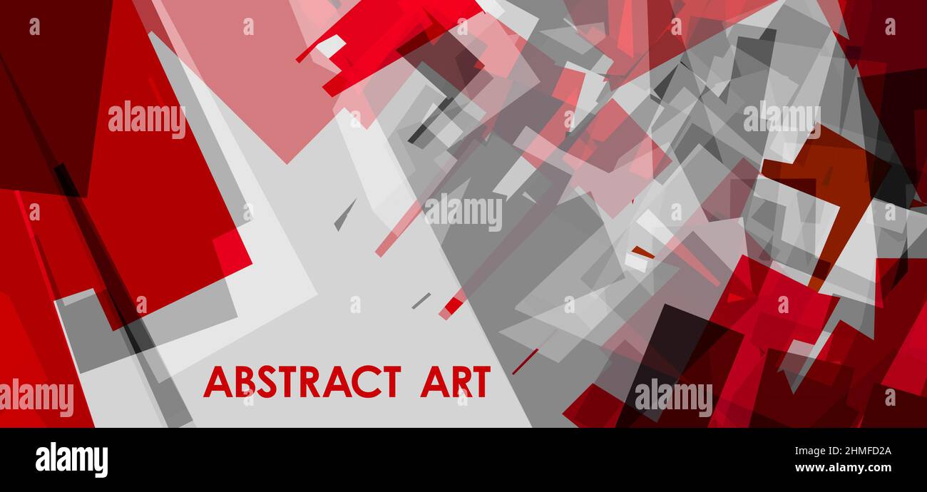 Art abstraction. Abstract red, black and grey background with chaotic geometry. Vector graphics Stock Vector
