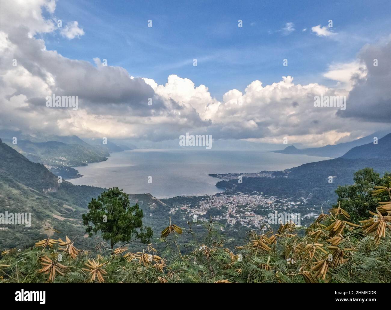 Beautiful Lake Atitlan and the Guatemalan highlands, Solola, Guatemala Stock Photo