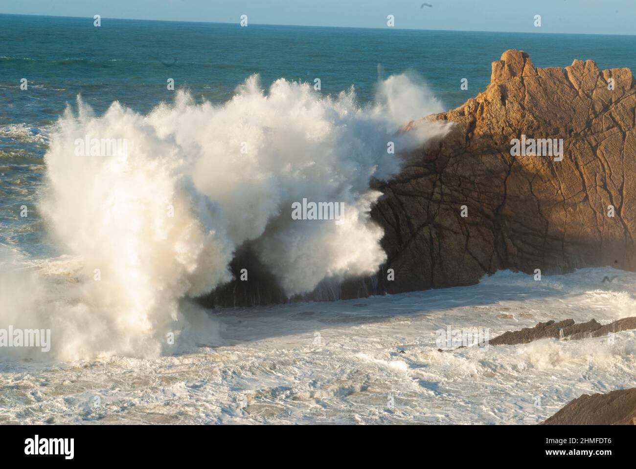 Cantabrian sea storm on the coast Stock Photo