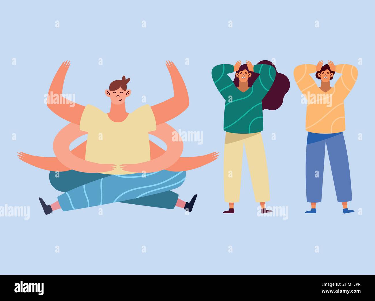three workers multitask avatars characters Stock Vector Image & Art - Alamy