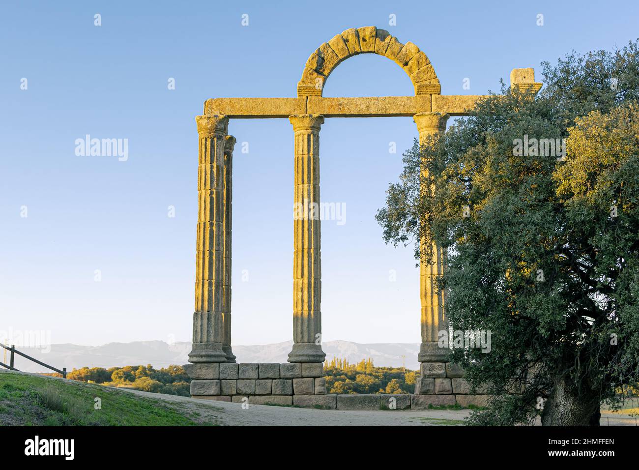 Closeup of Ruins of the ancient Roman city of Augustobriga in Caceres, Spain Stock Photo