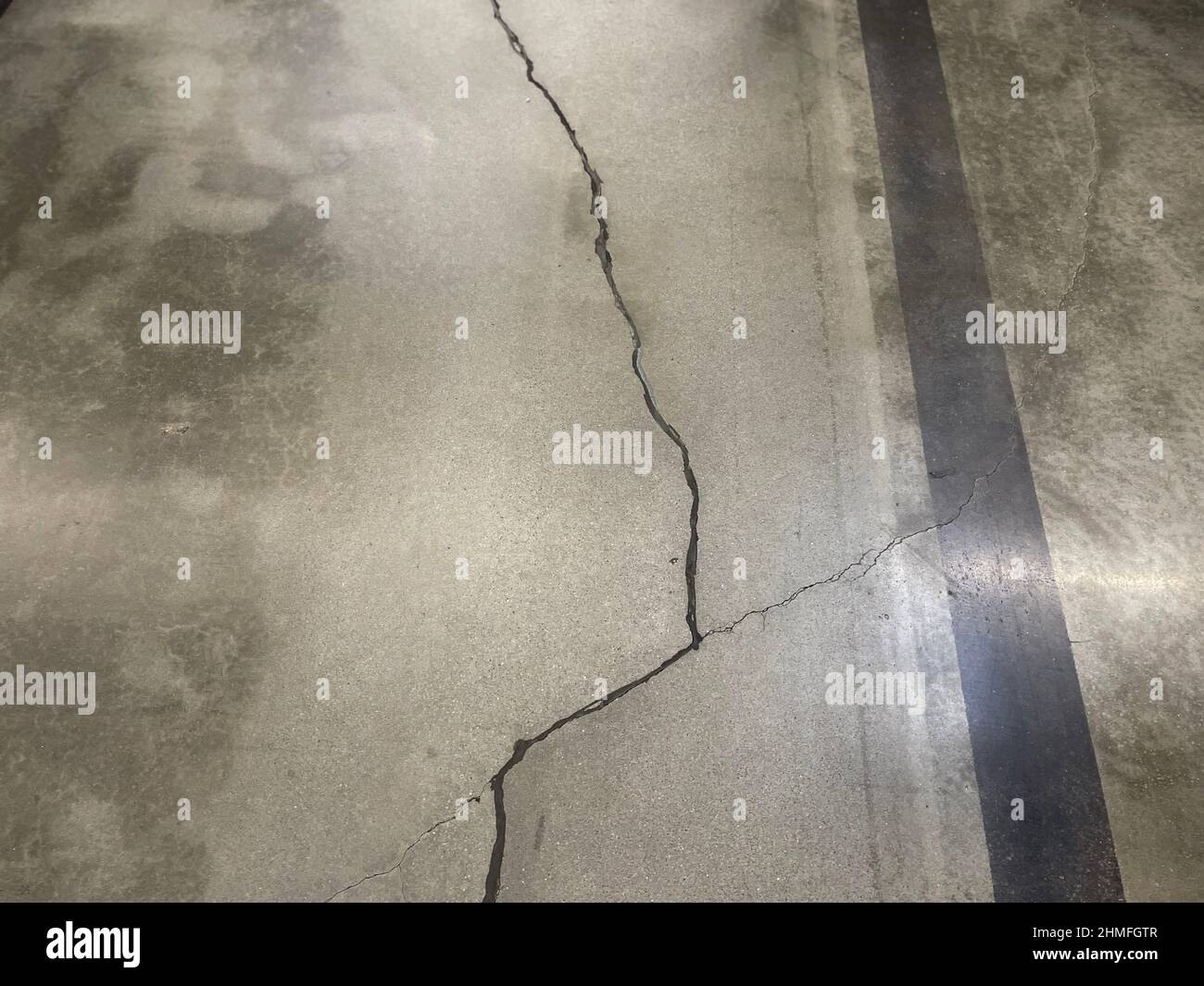 Augusta, Ga USA - 01 02 22: Walmart Supercenter Interior cracked floors Stock Photo