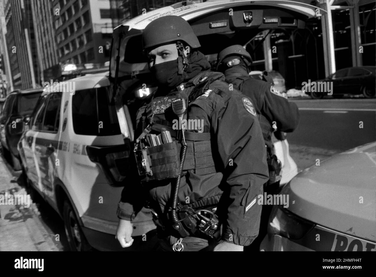 New York, NY, USA. 6th Nov, 2021. NYPD police. Shot on Ilford 35mm film. (Credit Image: © John Marshall Mantel/ZUMA Press Wire) Stock Photo