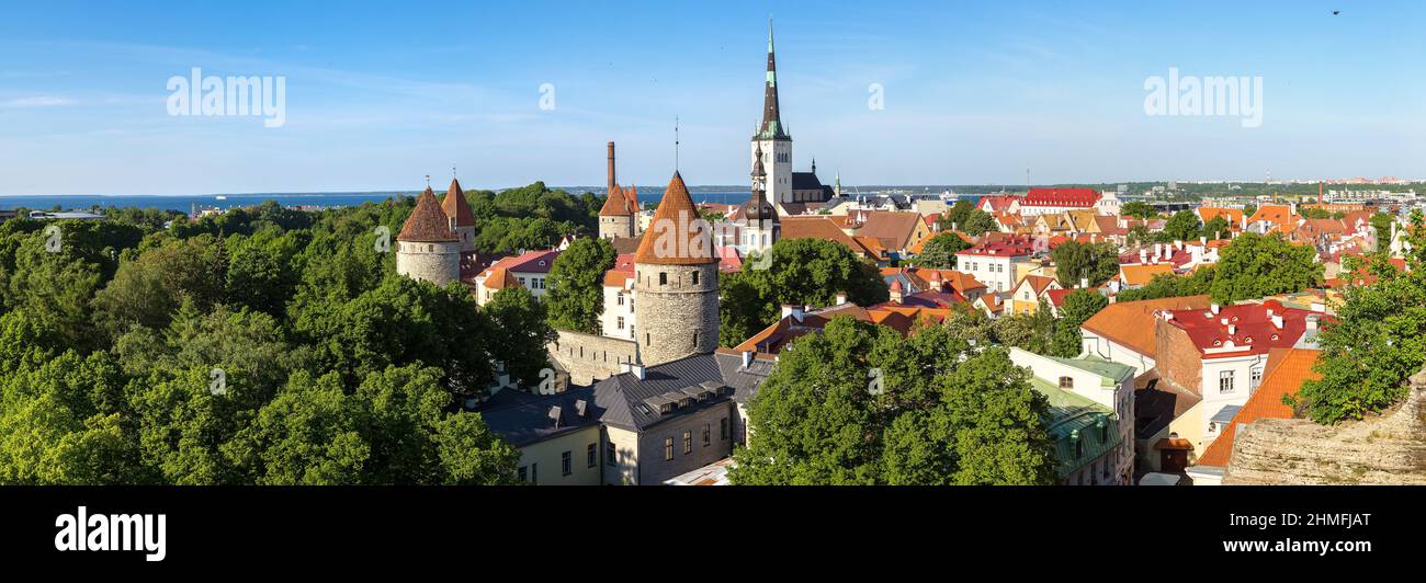 Aerial View of Tallinn Old Town  in a beautiful summer day, Estonia Stock Photo