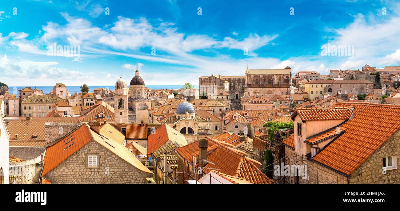 Panorama of old city Dubrovnik in a beautiful summer day, Croatia Stock Photo