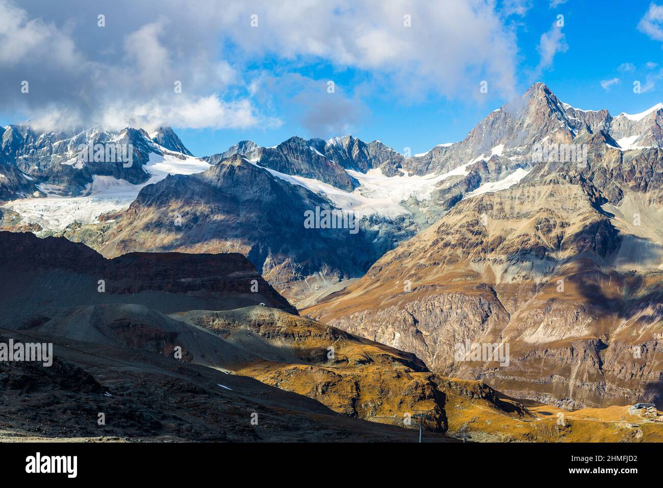 Alps mountain landscape next to Zermatt  in a beautiful summer day in Switzerland Stock Photo