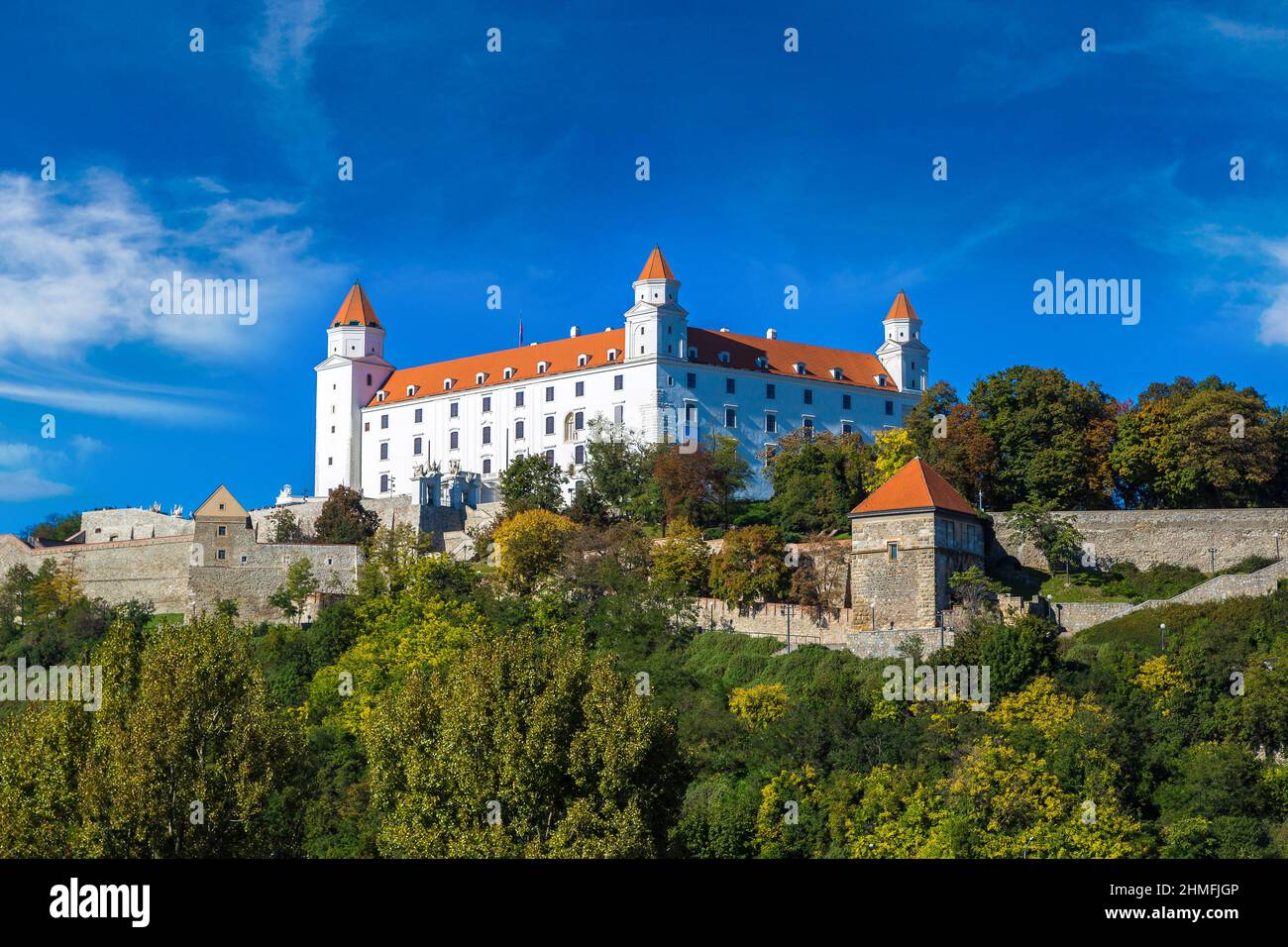 Medieval castle on a hill in a summer day in Bratislava, Slovakia Stock Photo
