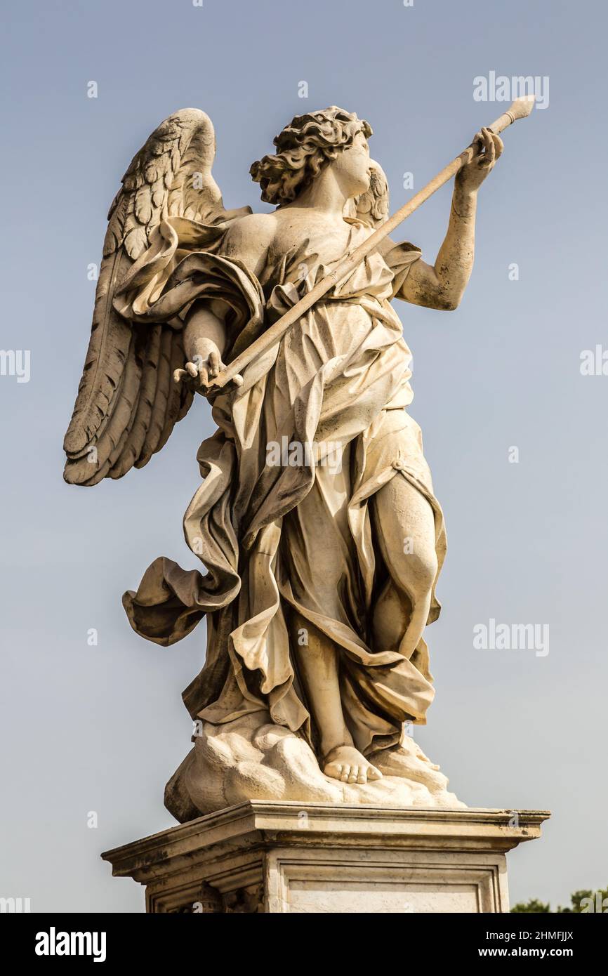 Statue of angel  at Sant Angelo bridge in Rome, Italy, Stock Photo