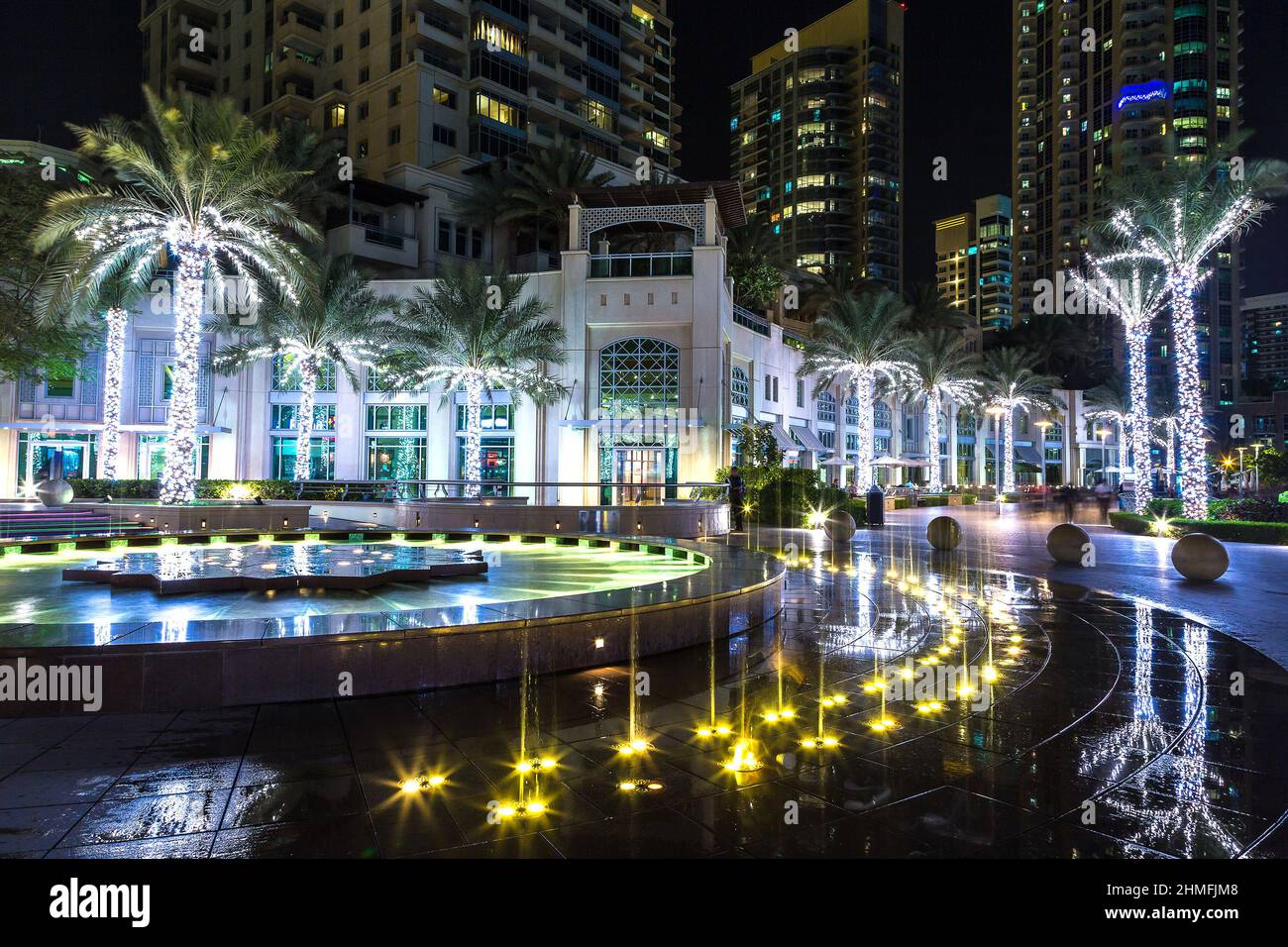 Dubai marina in a summer night, Dubai, United Arab Emirates Stock Photo