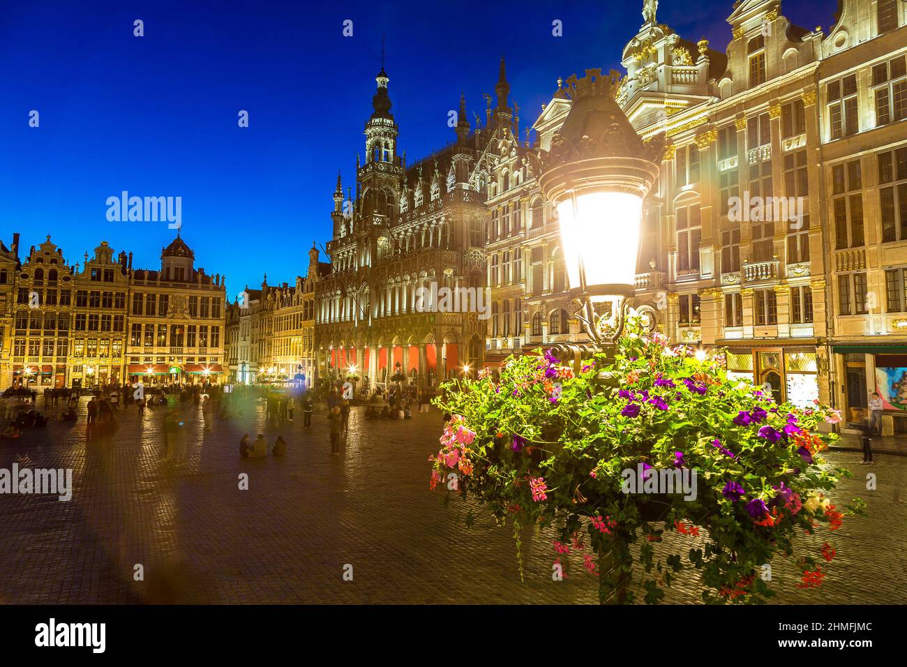 The Grand Place in Brussels in a beautiful summer nigth, Belgium Stock Photo