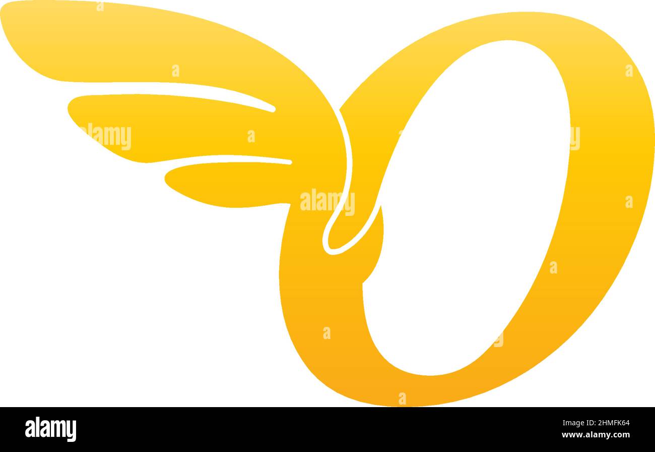 Letter O logo icon illustration with wings vector Stock Vector
