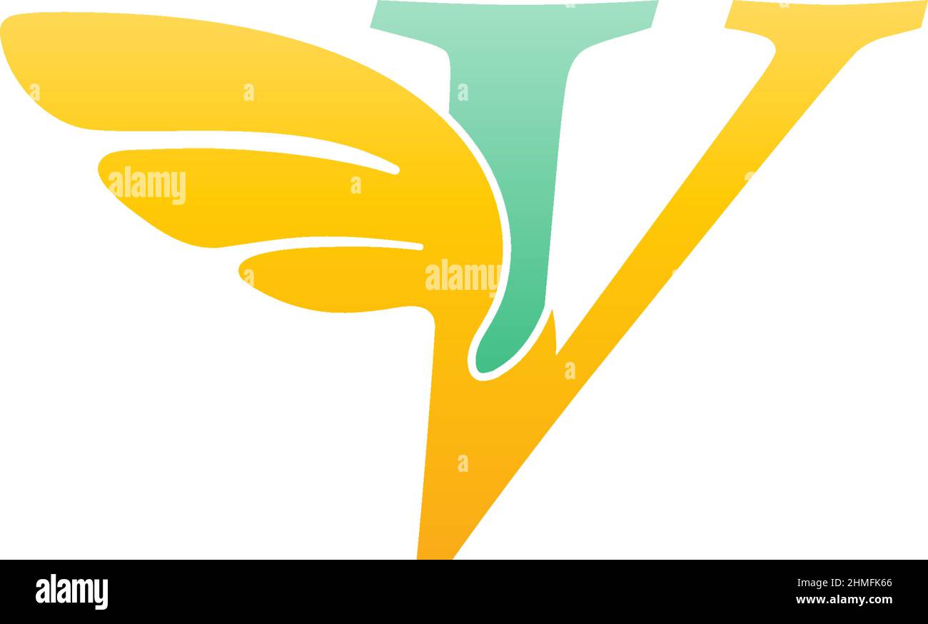 Letter V logo icon illustration with wings vector Stock Vector