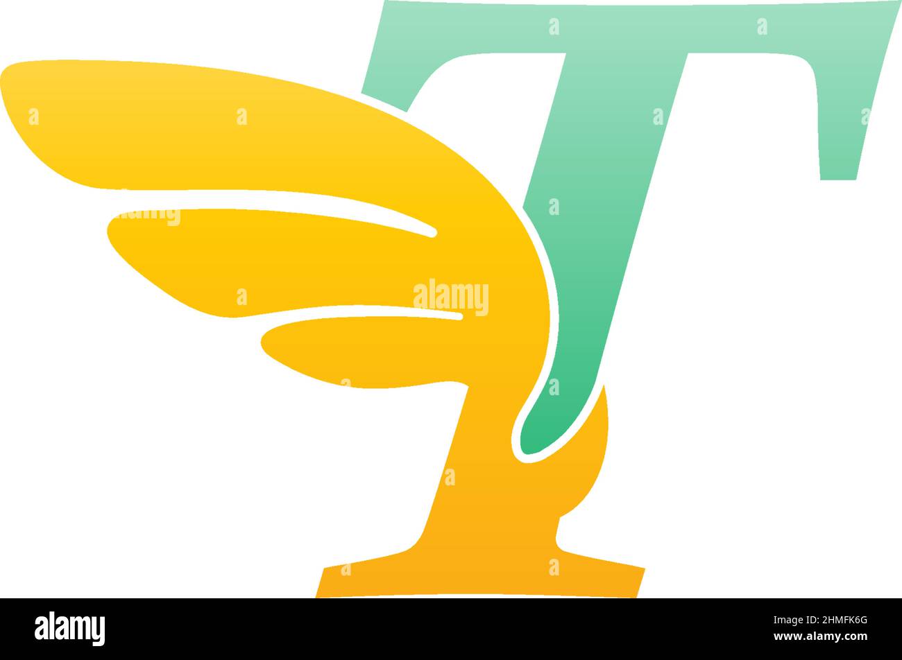 Letter T logo icon illustration with wings vector Stock Vector Image ...