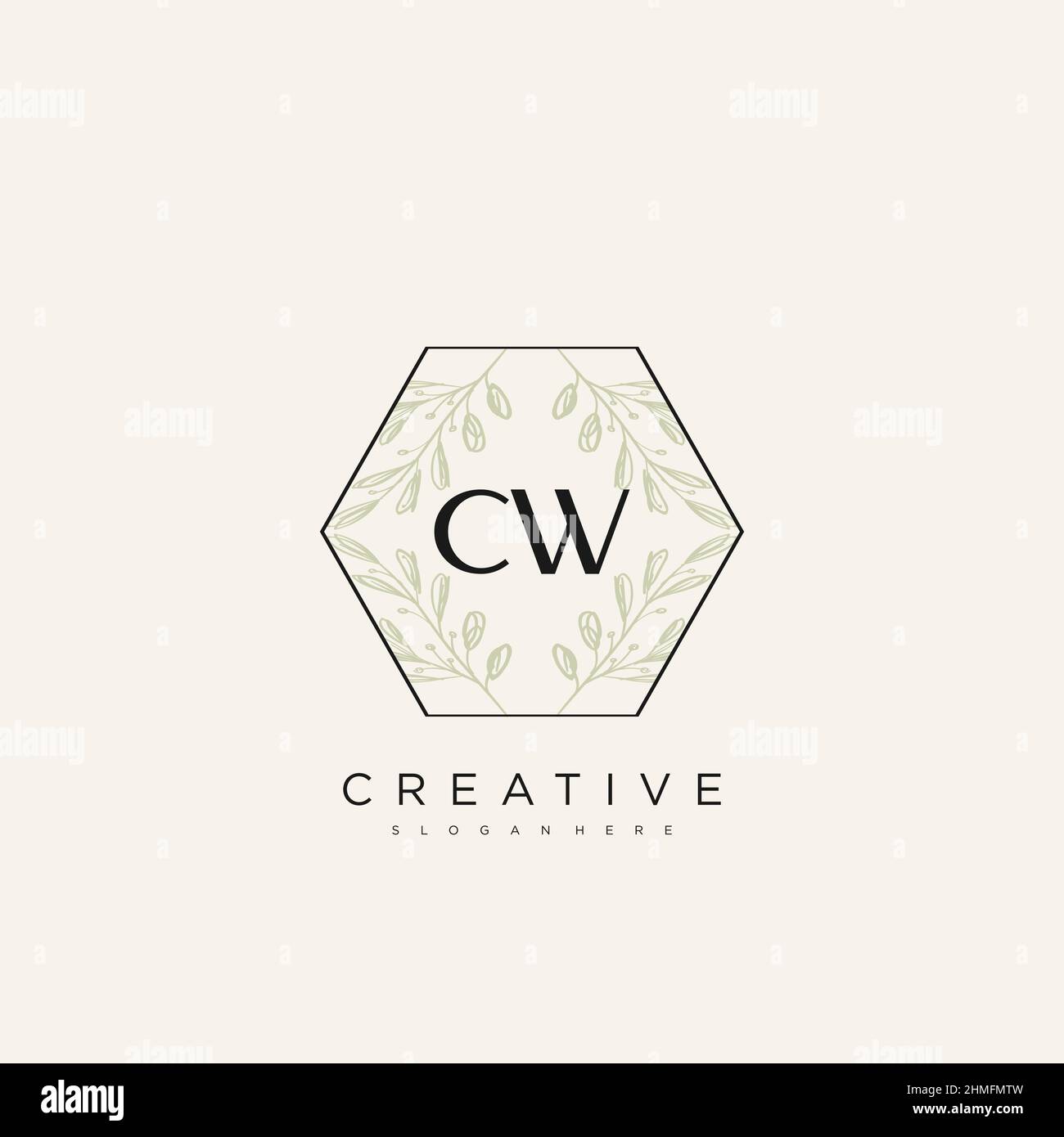 CW Initial Letter Flower Logo Template Vector premium vector Stock Vector