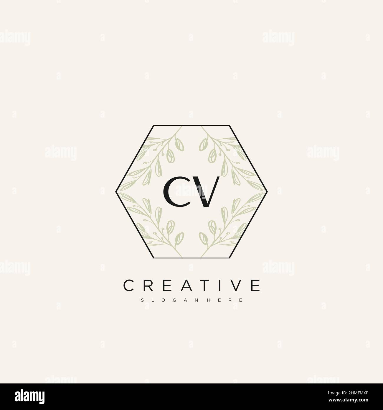 CV Initial Letter Flower Logo Template Vector premium vector Stock Vector