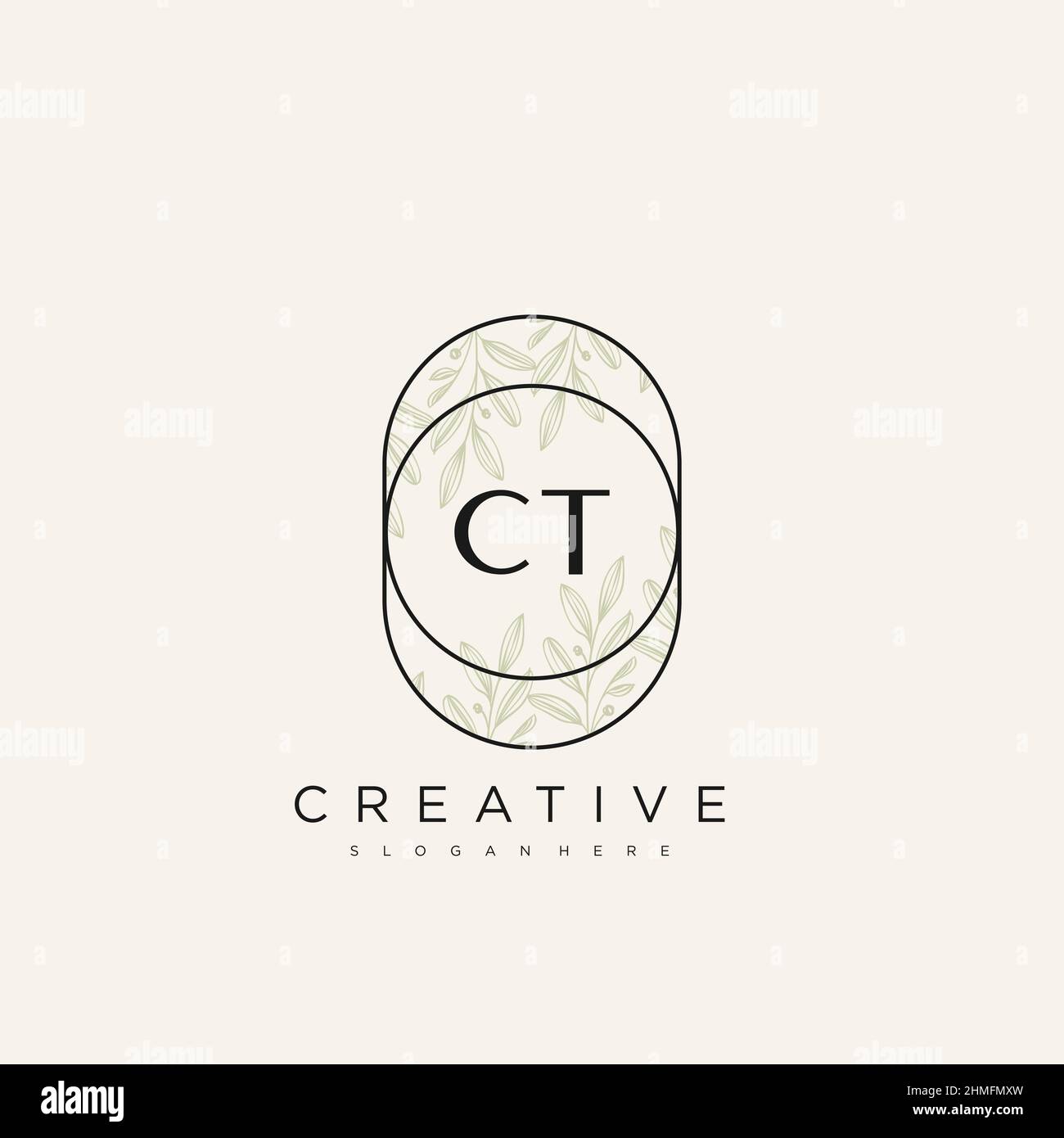CT Initial Letter Flower Logo Template Vector premium vector Stock Vector