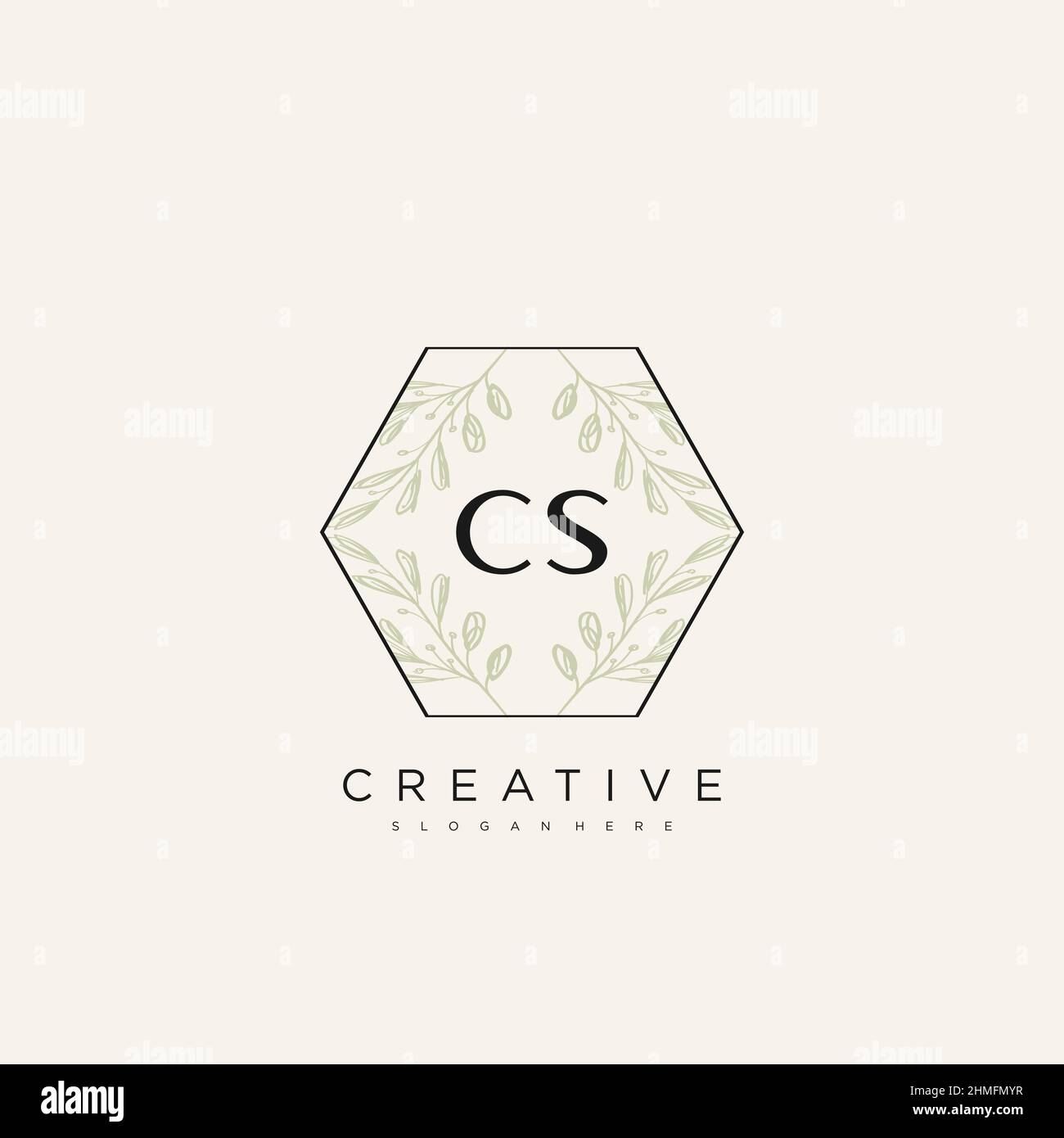 CS Initial Letter Flower Logo Template Vector premium vector Stock Vector