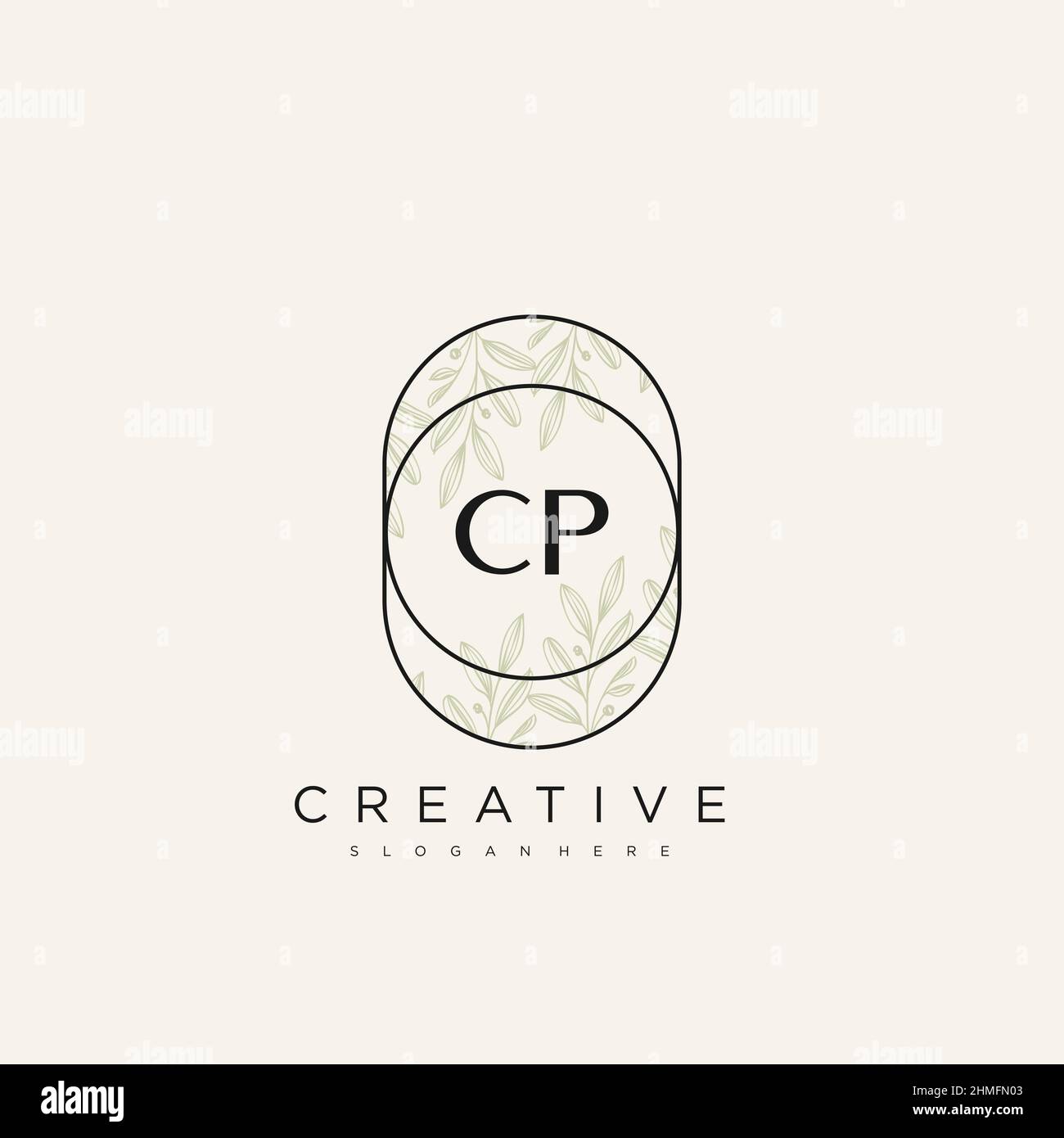 CP Initial Letter Flower Logo Template Vector premium vector Stock Vector