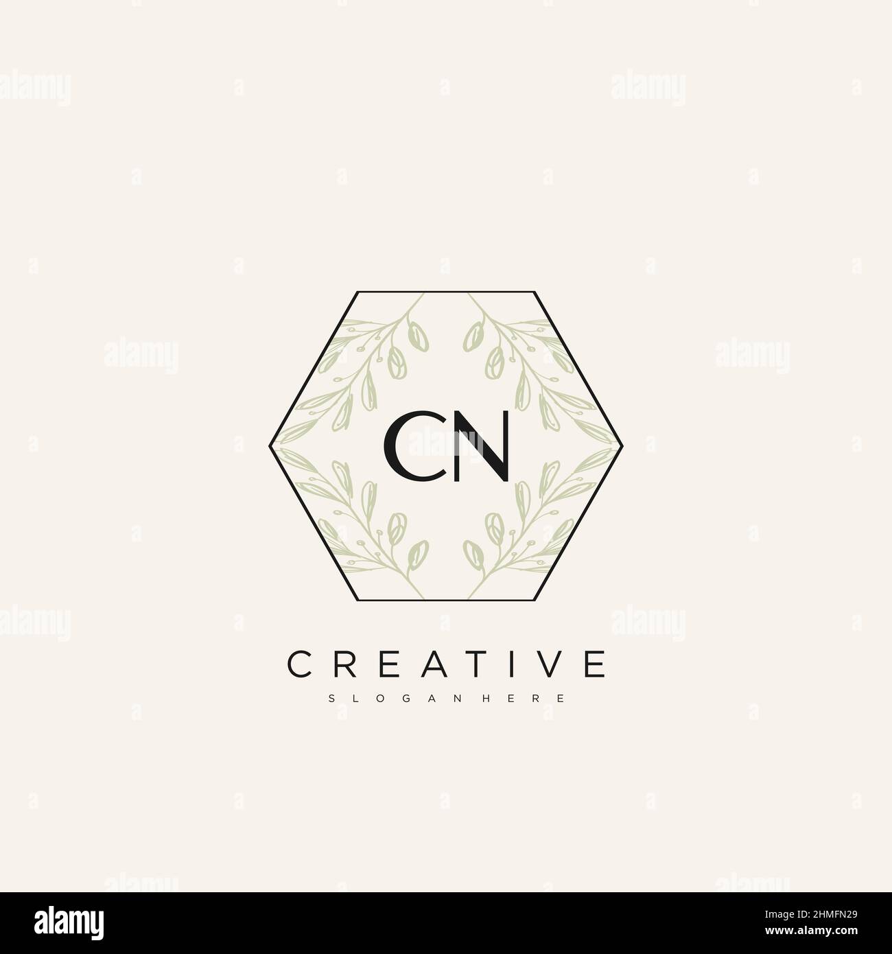 CN Initial Letter Flower Logo Template Vector premium vector Stock Vector