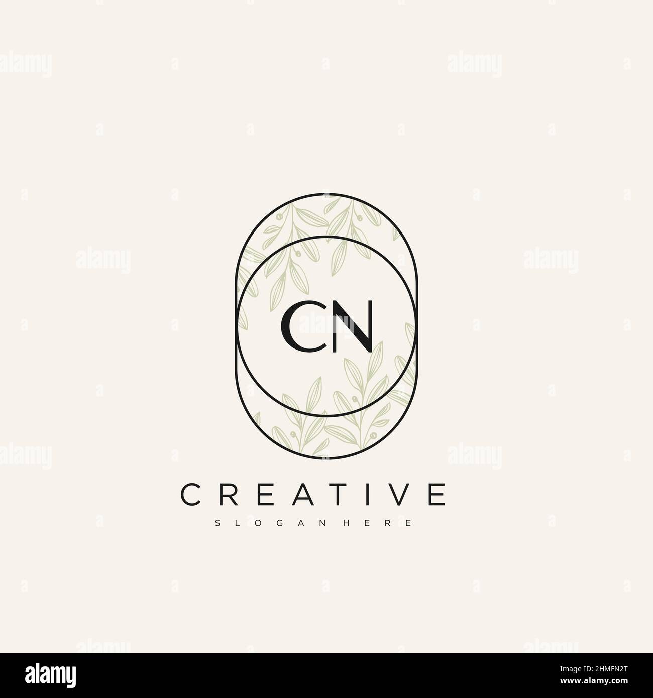 CN Initial Letter Flower Logo Template Vector premium vector Stock Vector
