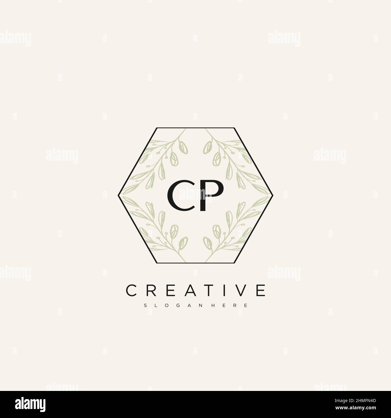 CP Initial Letter Flower Logo Template Vector premium vector Stock Vector
