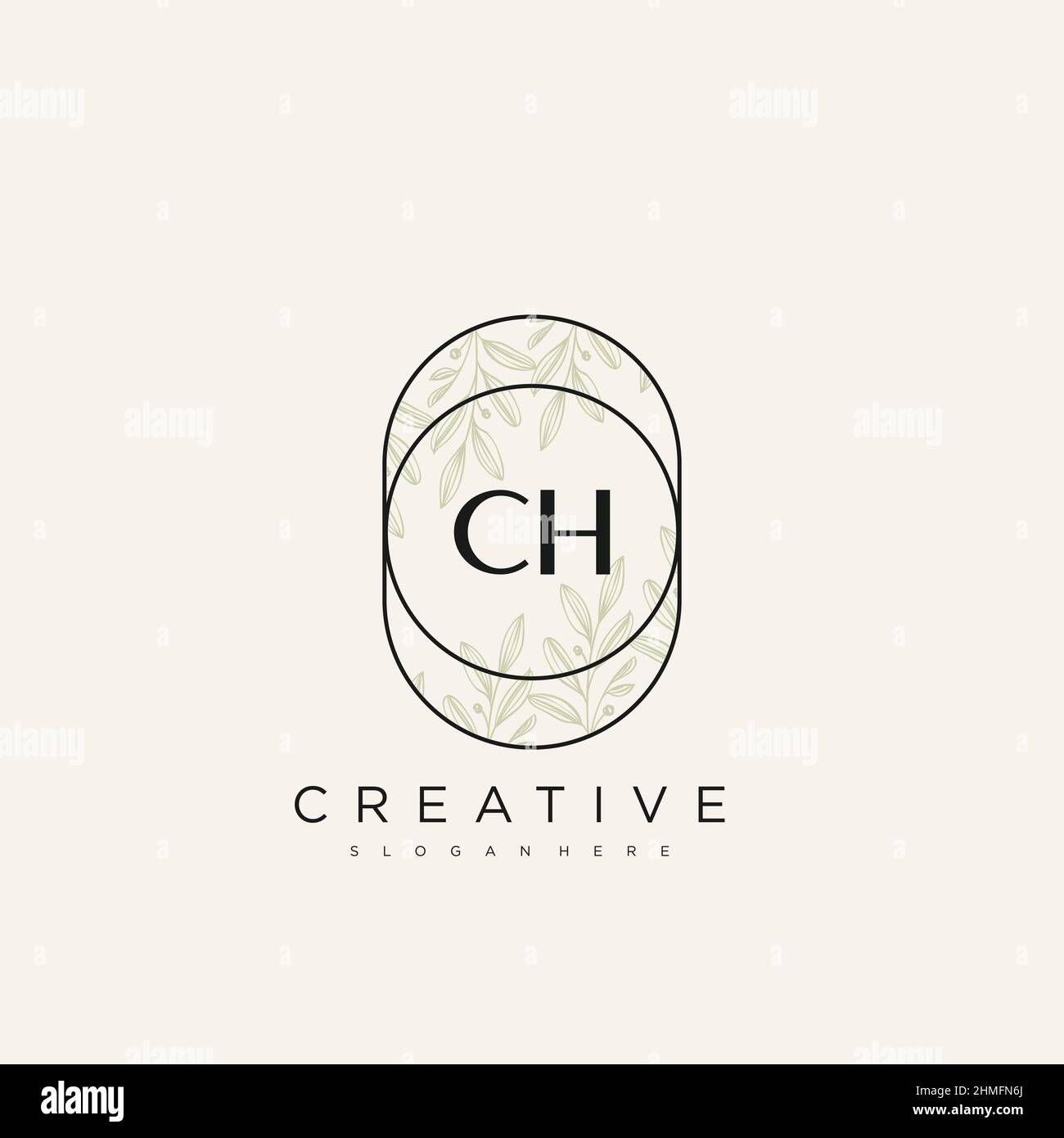 CH Initial Letter Flower Logo Template Vector premium vector Stock