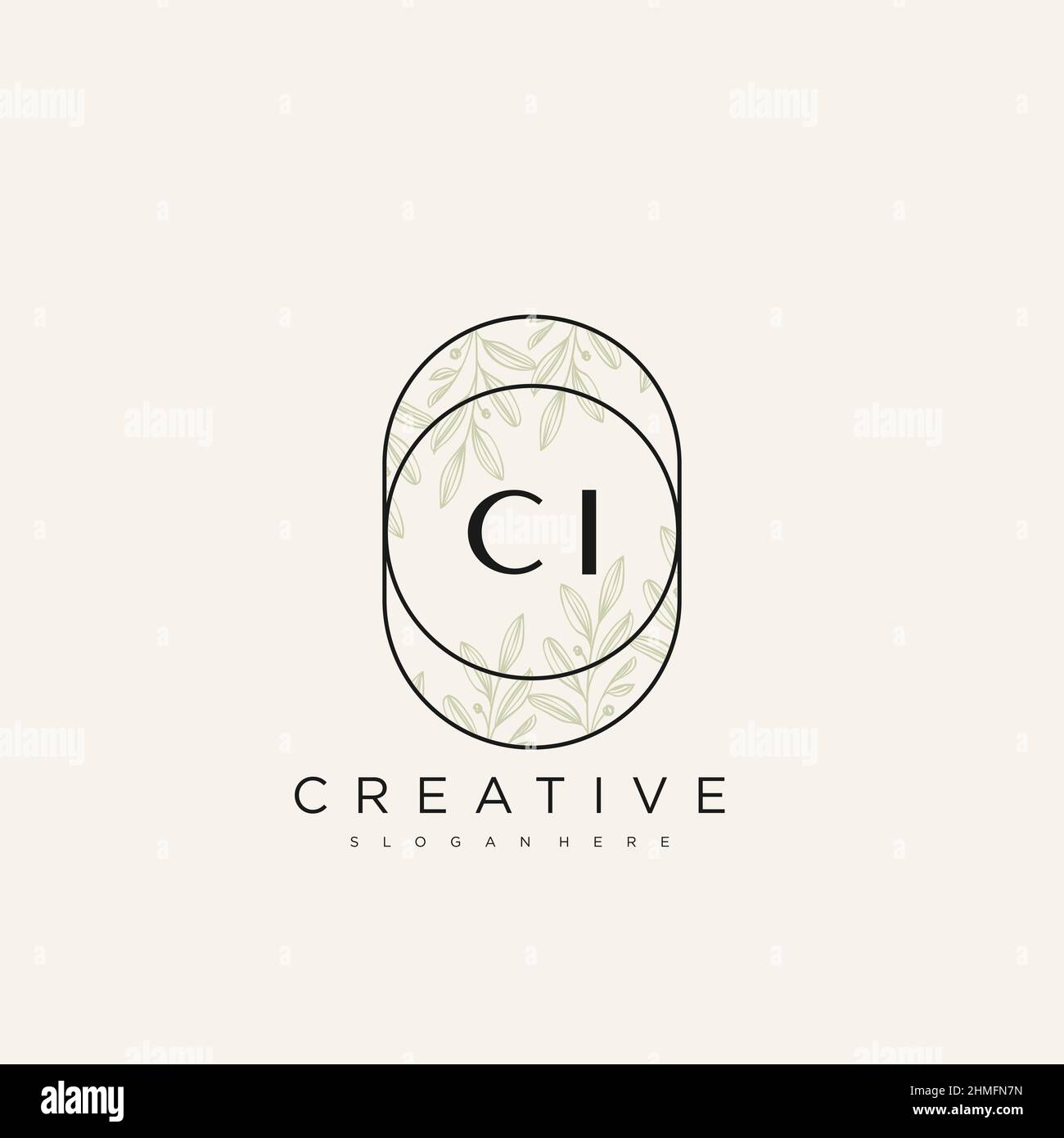 CI Initial Letter Flower Logo Template Vector premium vector Stock Vector