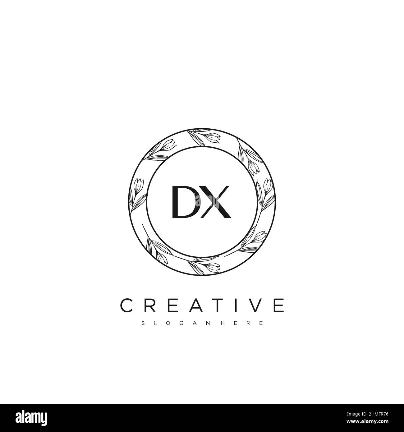DX Initial Letter Flower Logo Template Vector premium vector Stock Vector