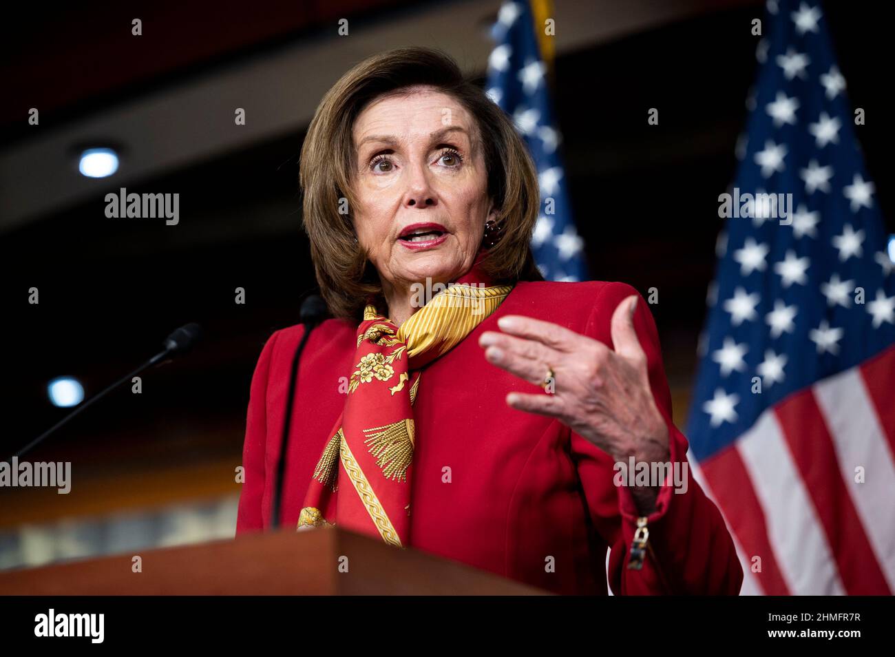 Washington, DC, USA. 9th Feb, 2022. House Speaker NANCY PELOSI (D-CA) speaking at her weekly press conference. (Credit Image: © Michael Brochstein/ZUMA Press Wire) Stock Photo