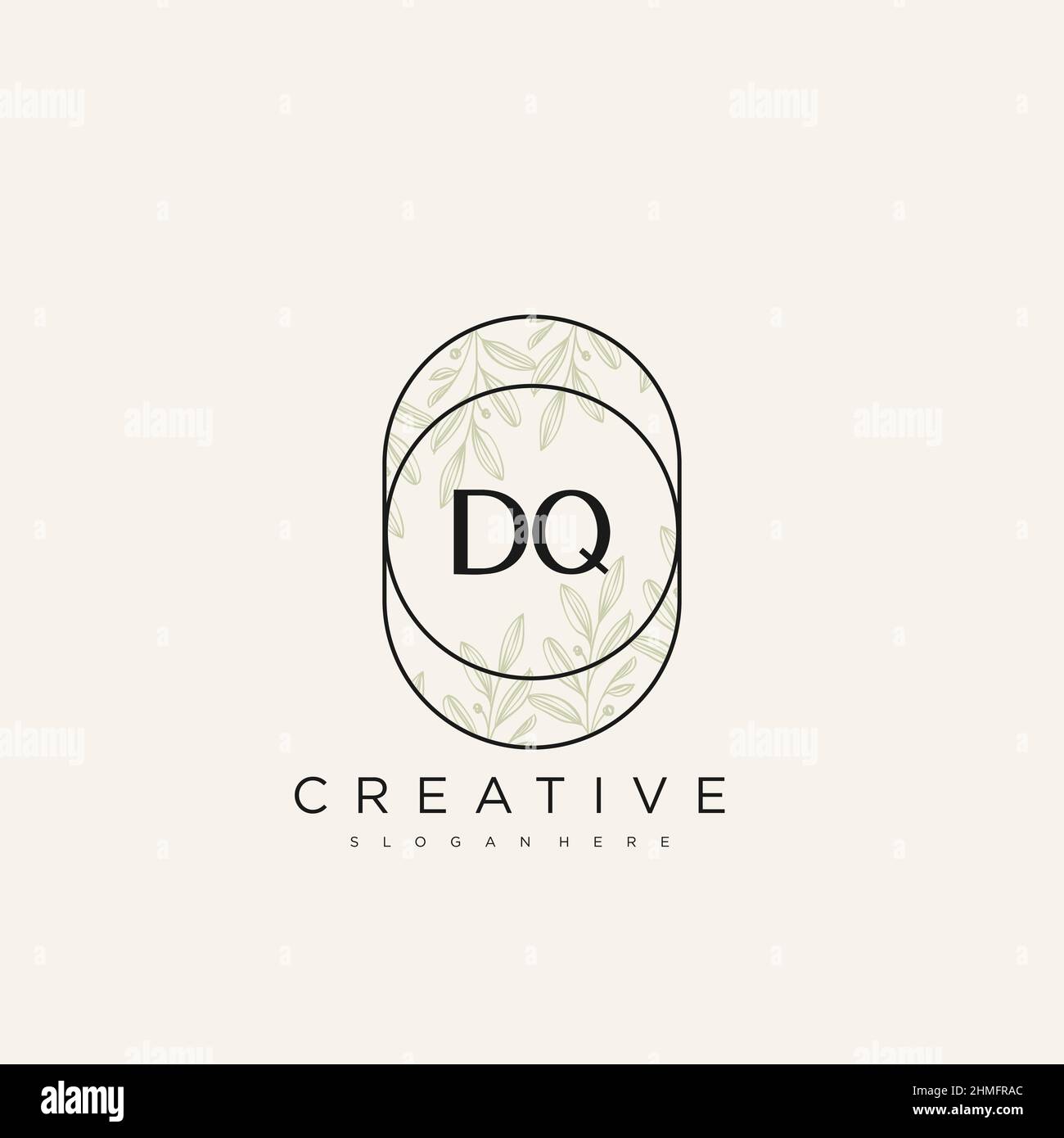 DQ Initial Letter Flower Logo Template Vector premium vector Stock Vector