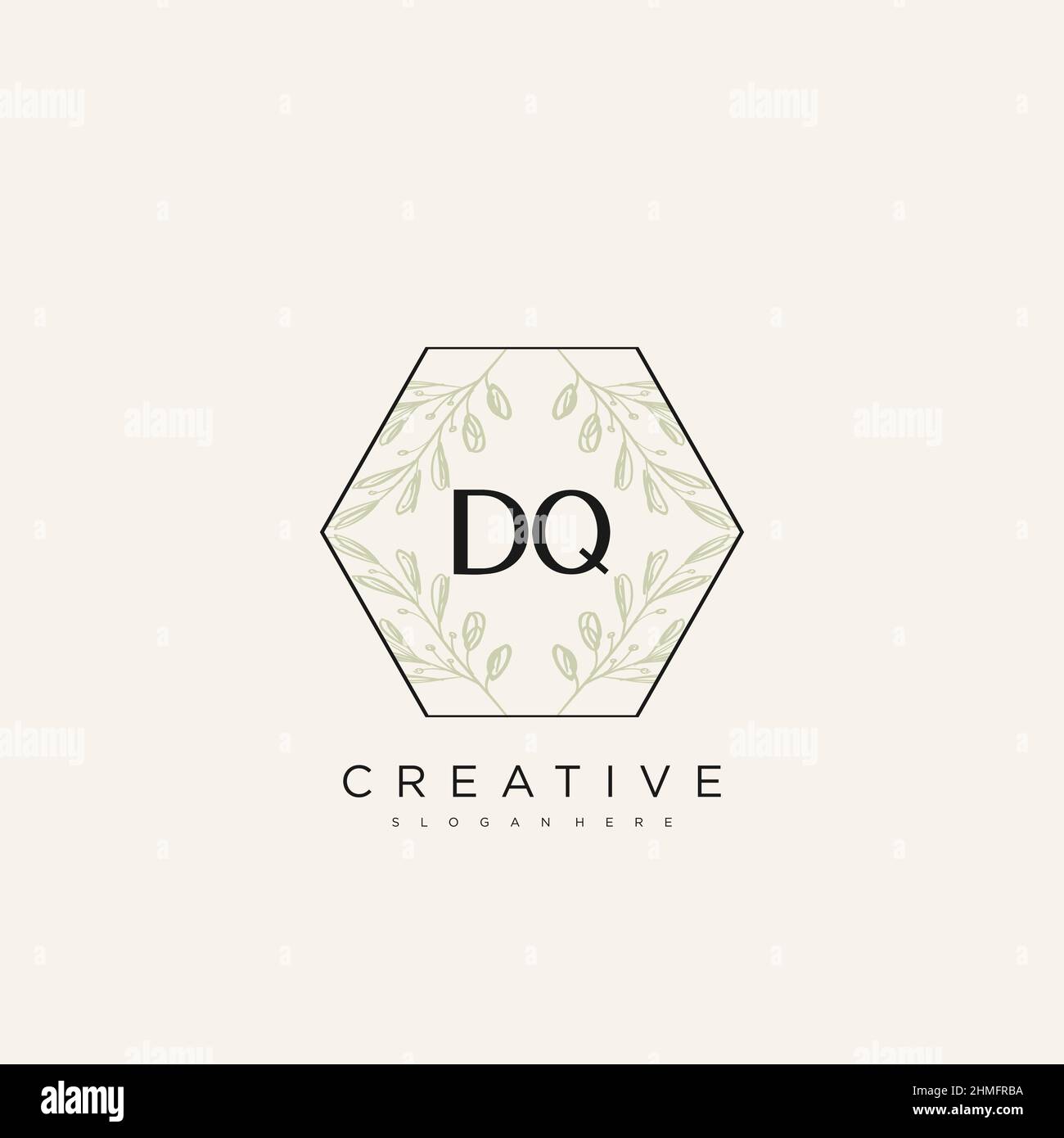 DQ Initial Letter Flower Logo Template Vector premium vector Stock Vector