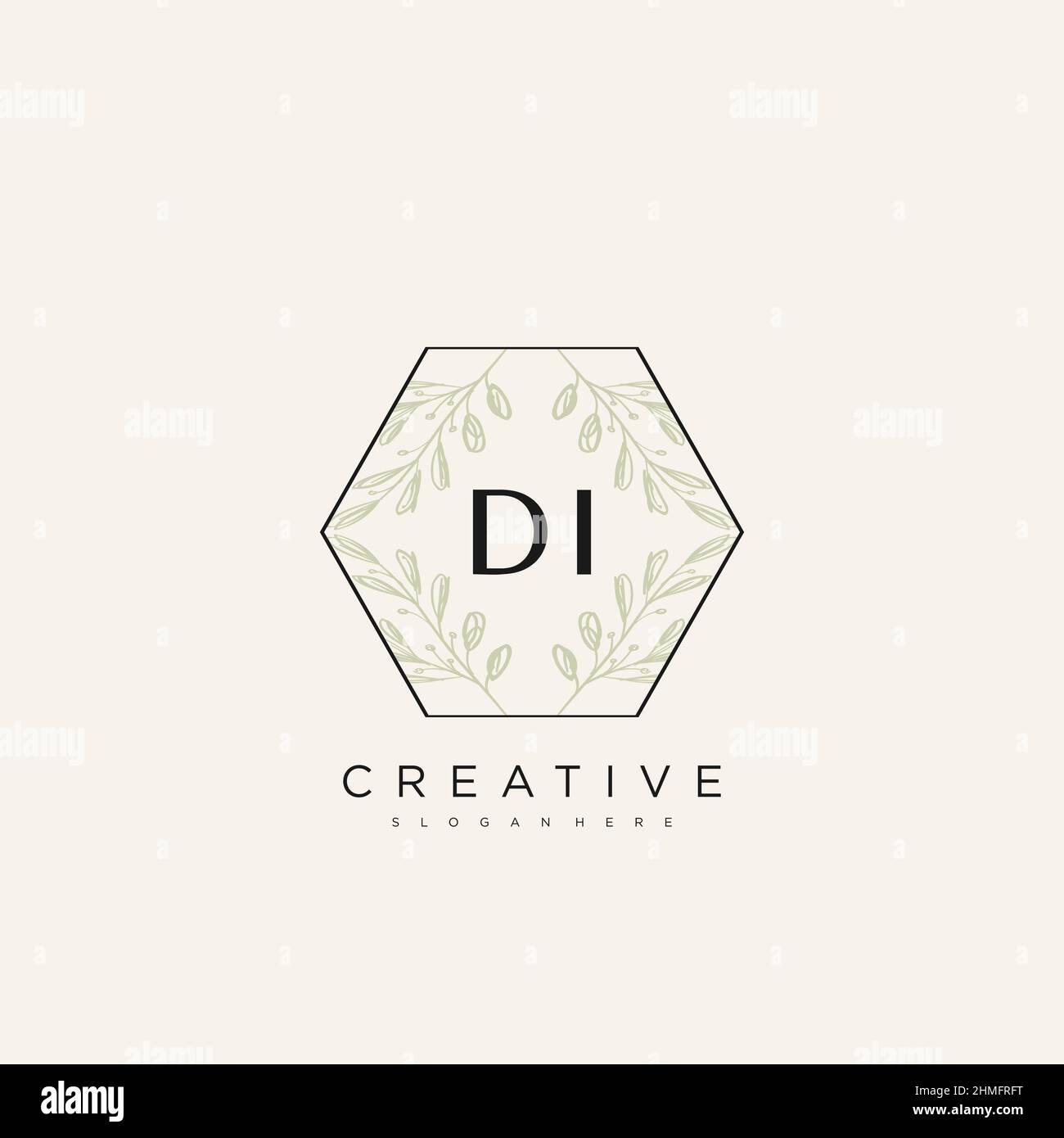 DI Initial Letter Flower Logo Template Vector premium vector Stock Vector