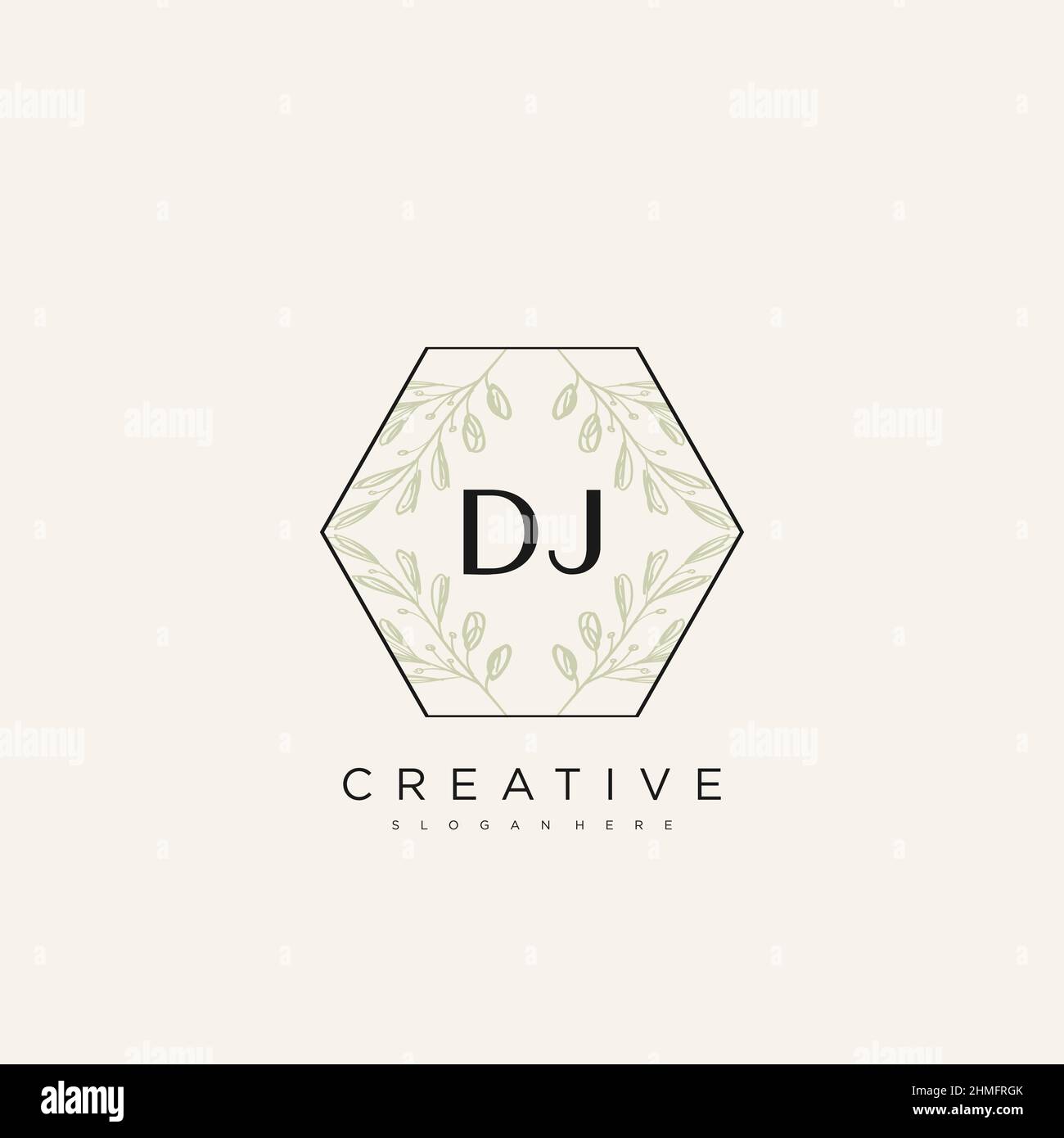 DJ Initial Letter Flower Logo Template Vector premium vector Stock Vector