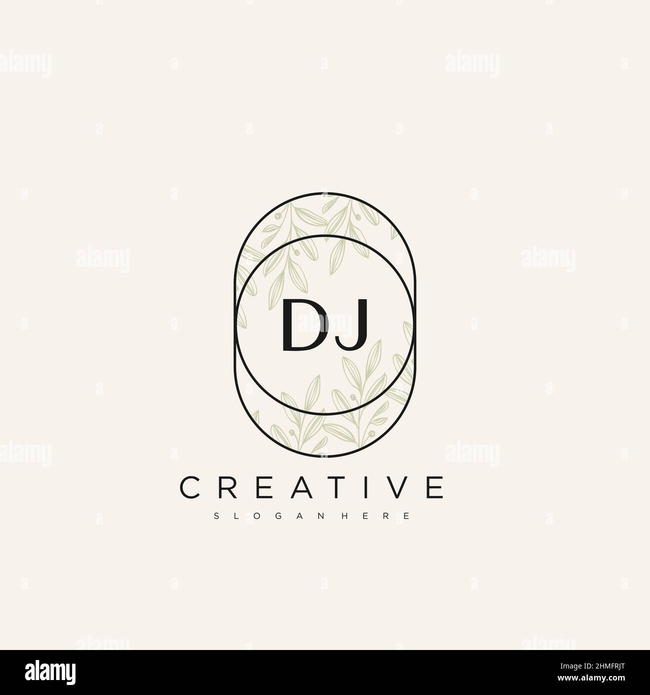DJ Initial Letter Flower Logo Template Vector premium vector Stock Vector