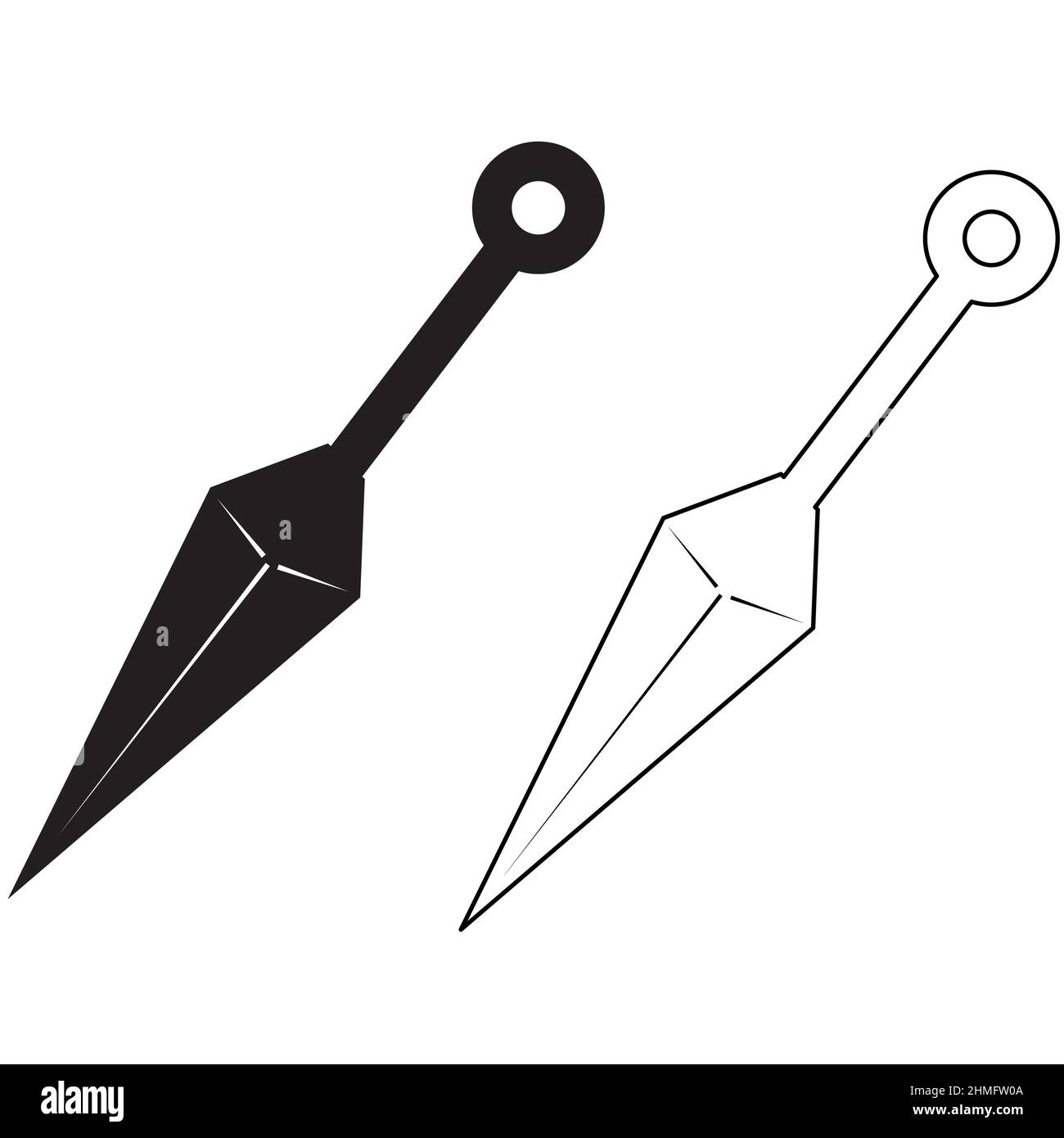 Kunai ninja icon on white background. Kunai blade symbol. Japanese
