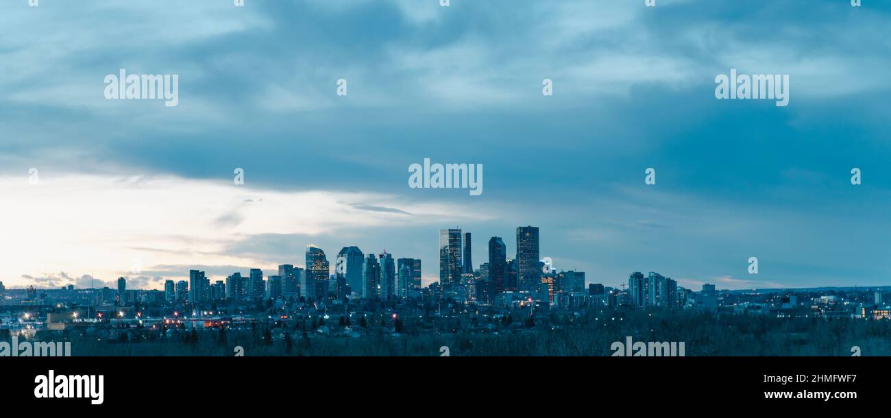 Downtown business district Calgary Skyline at night Stock Photo - Alamy